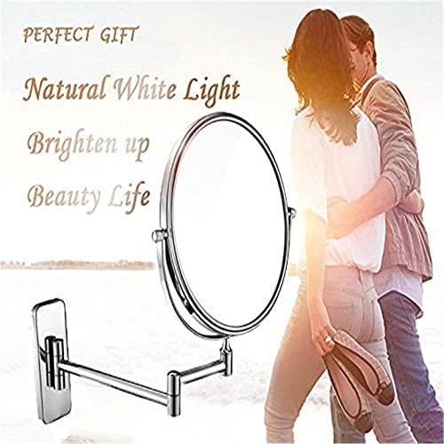 XİAOQİANG makyaj Aynası, Döner Çift Taraflı banyo Aynası Normal 5X Büyütme Uzatılabilir LED Işıklı Kozmetik makyaj aynası (Renk: