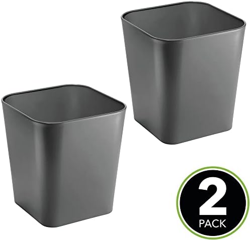 mDesign Dekoratif Metal Kare Küçük Çöp Kovası Çöp Kovası, Çöp Kovası - Banyolar, Toz Odaları, Mutfaklar, Ev Ofisleri için-2 Paket-Kayrak