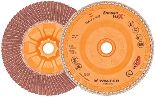 Walter 06B458 4-1 / 2x5 / 8-11 Eko-Trim Destekli Enduro-Flex Spin-On Flap Diskler 80 Grit Tip 27'li, 10'lu paket