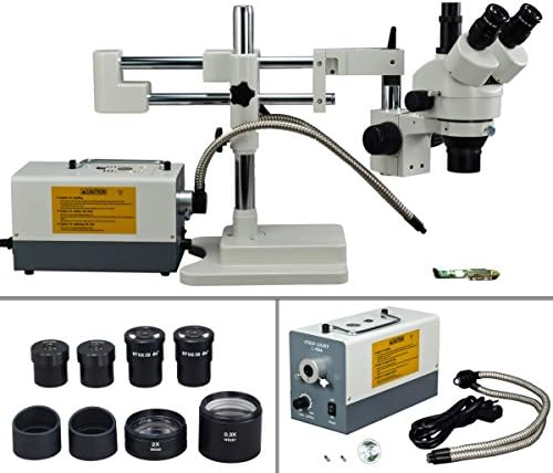 OMAX 2X - 270X Boom standı Zoom Stereo trinoküler mikroskop ile 150 W çift Fiber ışık