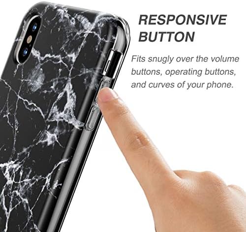 NASOUSA Tam Vücut TPU Tampon Olgu ile Dahili Ekran Koruyucu için 6.5 inç iPhone Xs MAX (2018) (Siyah Mermer)