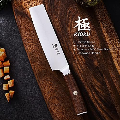 KYOKU Daimyo Serisi 4.5 Soyma Bıçağı + 7 Nariki Bıçak + 8 Oyma Bıçağı-Japon 440C Paslanmaz Çelik-Gülağacı Kolu
