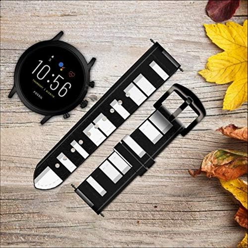 CA0567 Siyah ve Beyaz Piyano Klavye Deri Akıllı İzle Band Kayışı için Fosil Hibrid Smartwatch Nate, hibrid İK Latitude, hibrid