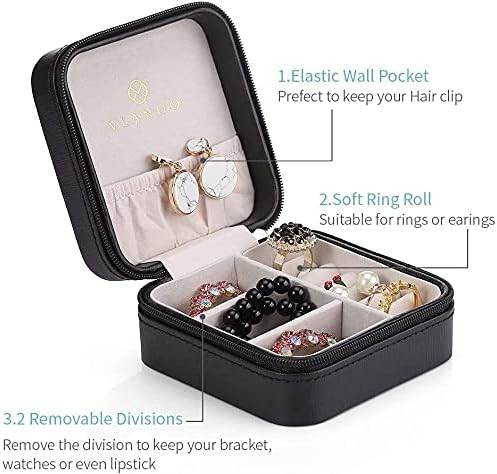 JHSJ Takı Konteyner Mini Mücevher Kutusu Organizatör Faux Deri için Seyahat, saklama kutusu için Yüzük, Küpe, kolye Hediye için