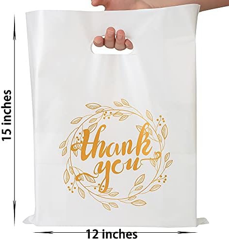 100 Parça Beyaz Mal Çanta Plastik Teşekkür Ederim Çanta Perakende Alışveriş Çantaları Butik için Kolları ile, Perakende, Hediye
