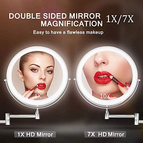 Nhlzj Temiz ve Parlak Banyo Aynası Tıraş Aynaları Duvara Monte, 1X/7X Büyütmeli Makyaj Aynası, 360°