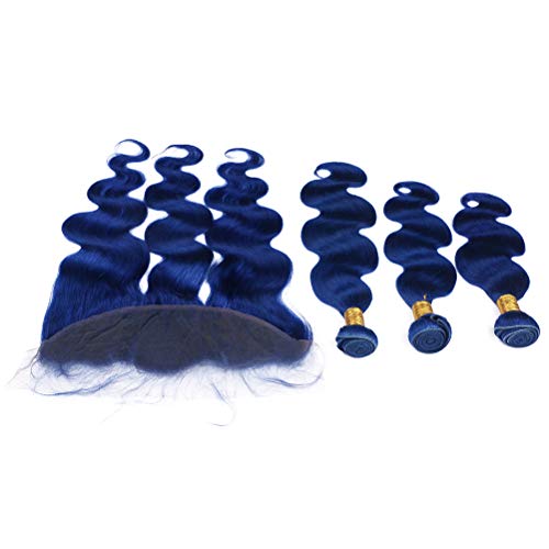 Zara Saç Lacivert Frontal Dantel Kapatma Fiyatları Demetleri ile Koyu Mavi Bakire Hint Vücut Dalga İnsan Saç Örgüleri ile Ücretsiz