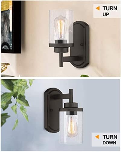 TENGXIN 1-Light Kapalı Duvara Monte Aplik,Modern Banyo ışık Fikstür ile Yağ Ovuşturdu Bronz ve Temizle Seribaşı Cam,Banyo için