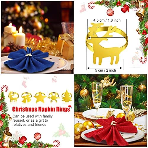 10 Parça Noel Altın Masa Peçete Halkaları Kar Tanesi Peçete Halkaları Chic Ren Geyiği Peçete Tokaları Noel Peçete Sahipleri için