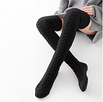 Kadın uyluk yüksek çorap diz üzerinde kablo örgü çizme çorap, uzun sıcak moda bacak ısıtıcıları kış