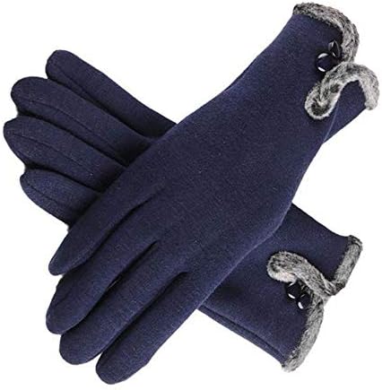 Eldiven kadın sonbahar kış tam parmak sıcak eldiven kadın pamuk dokunmatik ekran eldiven mavi