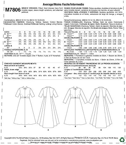 McCall Pattern Company Mccall's Arşiv Koleksiyonu Kadın 1958 Vintage Elbise Dikiş Desenleri, Bedenler 14-22, 14-16-18-20-22,