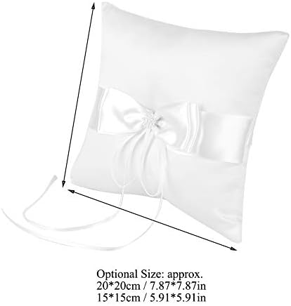 Ftory 1 pcs Halka Yastık, beyaz İlmek Yüzük Taşıyıcı Yastık Tutucu Alyans Yastık ile Simülasyon İnci, Düğün için Uygun(1515 cm)
