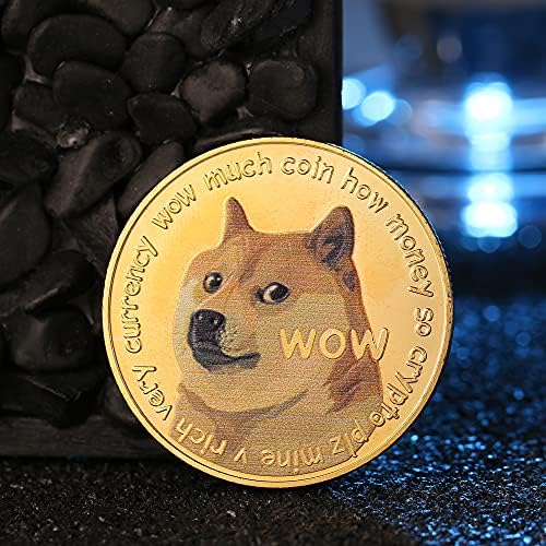 2 Adet Altın Dogecoin hatıra Parası Altın Kaplama 2021 Sınırlı Sayıda Tahsil Doge Sikke ile Koruyucu Kılıf (Renkli Doge Altın)