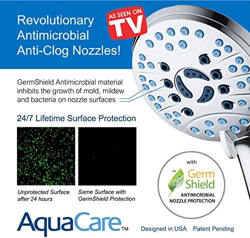 AquaCare AS-SEEN-ON-TV Yüksek Basınçlı 8 modlu El Duş Başlığı-Antimikrobiyal Nozullar, Küvet, Fayans ve Evcil Hayvanları Temizlemek