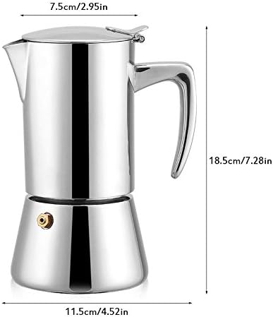 Cezve-200 ml Paslanmaz Çelik Moka Pot Espresso Kahve Makinesi için Gaz ve Elektrikli Stovetop
