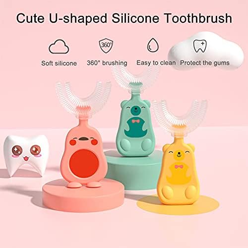 Diş Fırçası ile U-Şekilli Diş Fırçası, Beyazlatma Masaj Diş Fırçası, Toddler Diş Fırçası Karikatür 360 Derece Temizleme El-Held