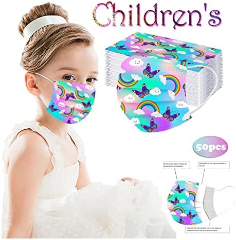 50 Adet Çocuk Yüz Maskesi çocuk 3 Katmanlı Tek Kullanımlık Maskeler Yüz Kalkanı Koruyucu Rahat Kapak Maskeleri Kulağa Zarar Vermez