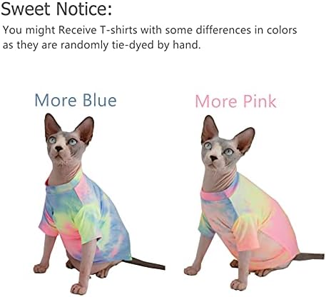 Tüysüz Kedi Gökkuşağı Renkli T-Shirt Nefes yazlık t-Shirt Pet Giysi Kedi Giyim Yelek Gömlek için Sphynx, Cornish Rex, Devon Rex,