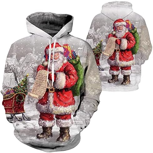 Tüm baskı Hoodies pantolon erkek 3D eşofman Unisex Noel kardan adam kazak kazak Streetwear takım elbise