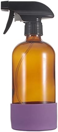 JSJJAWS Konteyner Şişe 2 Paket Kullanımlık Boş 500 ml Amber Temizle Cam Sprey Şişe Kol 16 OZ Doldurulabilir Konteyner ile Siyah