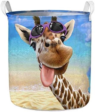 ZFRXIGN Büyük Bebek çamaşır sepeti Zürafa Plaj Baskı Tuval Kirli Sepet için Giysi Çocuk Yatak Odası Depolama Bin Katlanabilir