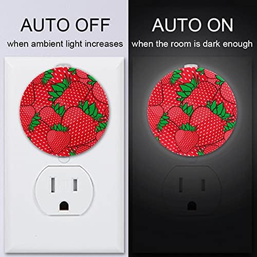 2 Paket Plug-in Gece Lambası LED Gece Lambası Yaz Çilek Desen Kırmızı ile alacakaranlıktan şafağa Sensörü için Çocuk Odası, kreş,