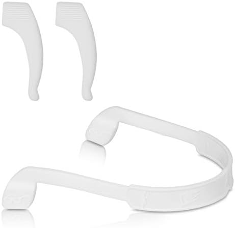 kwmobile Gözlük için Kaymaz Tutucu Seti - 2X Silikon Kulak Kancası Paketi ve Yetişkin Çocuk Gözlükleri için 1x Kalın Spor Kablosu-Beyaz