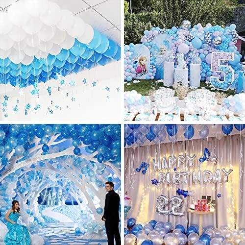 PartyWoo Mavi ve Beyaz Balonlar 100 pcs 12 inç Kraliyet Mavi Balonlar Açık Mavi Balonlar Beyaz Balonlar Mavi Balonlar Lateks