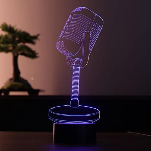 Mikrofon 3D Illusion Gece lambası akrilik ışık 3D sanat Bitcoin LED ışık renk Değiştirme Yatak Odası Gece Lambası Hediyeler