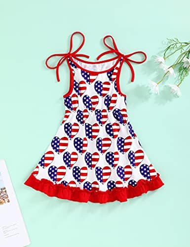 ıtkıdboy 4th Temmuz Toddler Bebek Kız Giysileri Amerikan Bayrağı Yıldız Çizgili Kolsuz Askı Elbise Fırfır Etek Kıyafetler