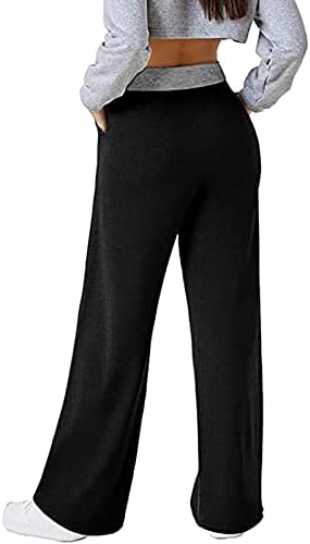 SHENGXİNY Eşofman Altı Kadın Gevşek Geniş Bacak Pantolon Yüksek Bel Düz Rahat İpli uzun pantolon Streetwear