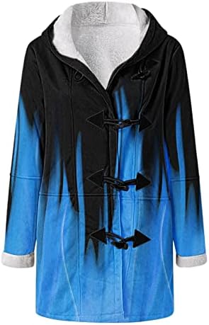 Sexyp-elbise Bayan Bulanık Polar Kapüşonlu Mont Degrade Renk Rahat Açık Ceket Artı Boyutu Gevşek Uzun Kollu Düğmeler Dış Giyim