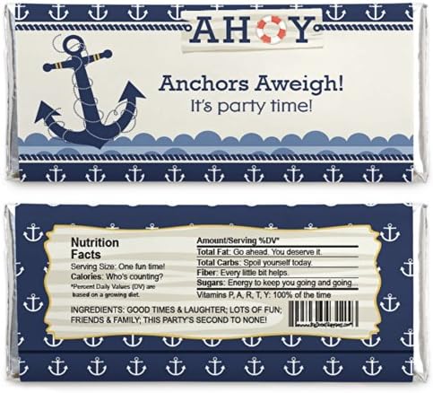 Ahoy-Nautical-Şeker Çubuğu Sarmalayıcıları Bebek Duşu veya Doğum Günü Partisi İyilik-24 Set