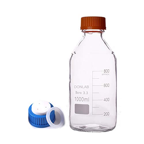 DONLAB MBP-05L3 Borosilikat Cam 5000 ml/5L Yuvarlak Medya depolama şişesi Reaktif şişesi ile 3-Delik Mobil Faz Kap GL45