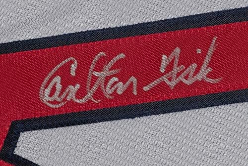 Carlton Fisk, Boston Red Sox Cooperstown Majestic Jersey JSA ITP Hologramını İmzaladı