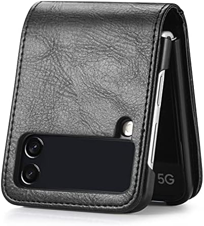 NINKI Siyah Katlanabilir Cüzdan samsung kılıfı Galaxy Z Flip 3 5G telefon kılıfı Deri,Katlanır Deri +PC Kabuk Cüzdan Kart Yuvası