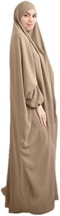 XİNNİ Kadın Müslüman Tek Parça Gevşek Tam Kapak Uzun Elbise Bir Boyut Genel Başörtüsü Thobe Kapüşonlu Elbise