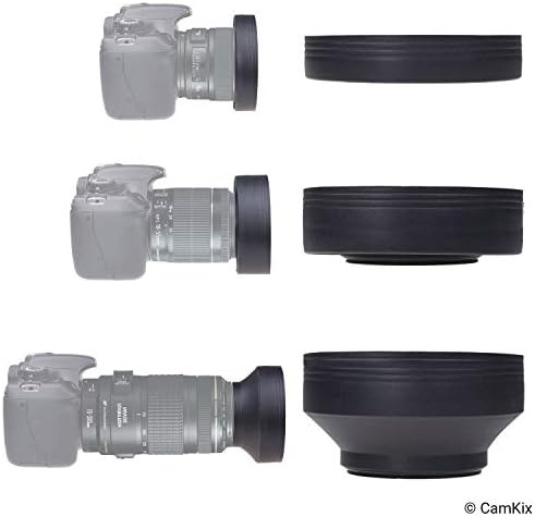49mm Set 2 Kamera Lens Davlumbaz ve 1 Lens Kapağı-Kauçuk ( Katlanabilir) + Lale Çiçek-Güneş Gölge / Kalkan - Azaltır Lens Parlama