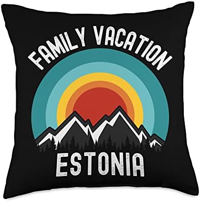 Komik Estonya Estonya Aile Tatil Eşleştirme Kıyafet Atmak Yastık, 18x18, Çok Renkli