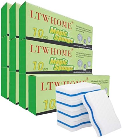 LTWHOME Toplu Paketi 100-Paketi Üç-Katmanlı Ekstra Dayanıklı Dalga Şekli Sihirli Temizleme Sünger Silgi Çok Fonksiyonlu Melamin