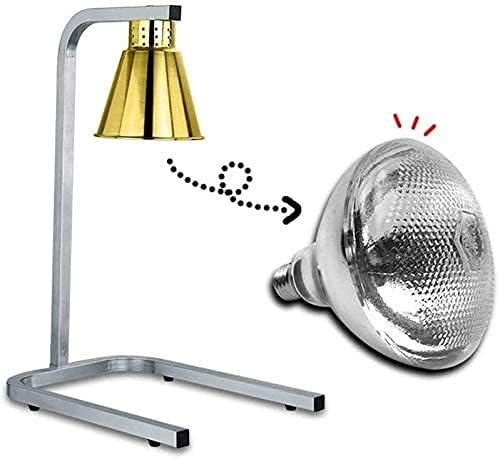 AACXRCR Ayarlanabilir ısı lambası Büfe Gıda U-Şekilli ısı lambaları Üç Yalıtım Tabanı,Gümüş,Tekli Kafa,Boyut:çift kafa (Renk