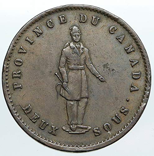 1852 CA 1852 KANADA Quebec Bankası Token Tarihi Antik VI 1/2 Kuruş İyi Sertifikasız