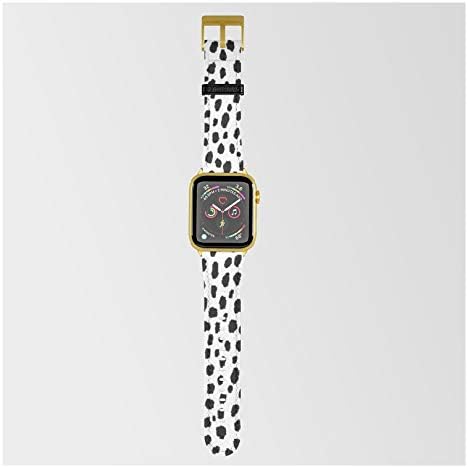 Apple Watch ile Uyumlu Smartwatch Bandında Design Minds Boutique tarafından Dalmaçyalı Noktalar Siyah/Beyaz