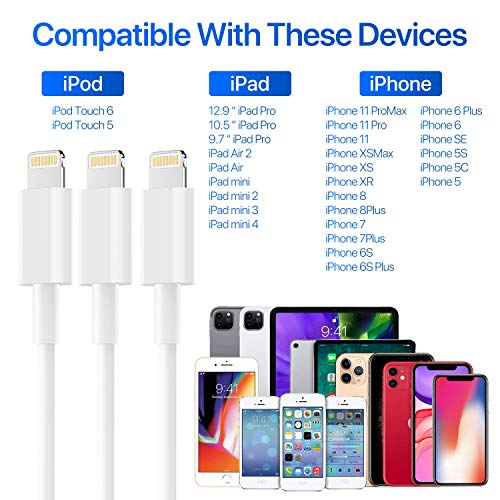iPhone şarj cihazı, AUNC 5 Paketi 6FT Yıldırım Kablosu şarj Kablosu USB kablosu ile Uyumlu iPhone 12 iPhone 11 Pro Max XS XR