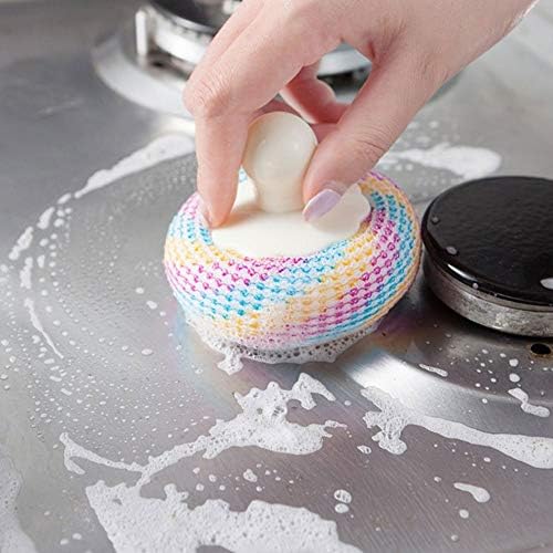Mutfak Yuvarlak Bulaşık Süngerleri Scourer Temizleme Topu Saplı, Çok Amaçlı Fırçalama Scrubber Sünger Pedleri Topu Pot Pan Bulaşık