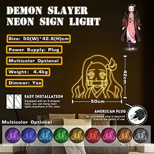 LVMMO Iblis Slayer Neon ışıkları, dekoratif ve Yaratıcı Anime LED Nezuko Neon Duvar Işaretleri Yatak Odası Çocuk Odası Bira Bar