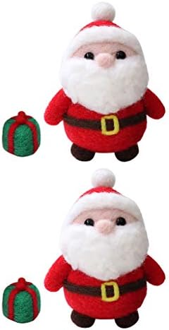 Bonarty Noel Baba İğne Keçe Kiti ile Hediye Kutusu Dekorasyon Öğretici ile Acemi için Hediye Kutusu Paketi (2-Pack)