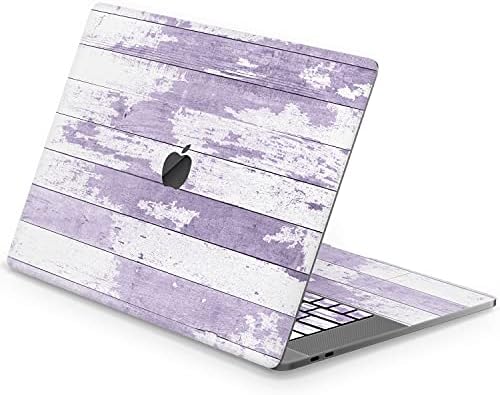 Mertak Vinil Cilt ile Uyumlu MacBook Hava 13 inç Mac Pro 16 15 14 12 2021 2020 2019 2018 2017 Vintage Trackpad Mor Ahşap Dizüstü