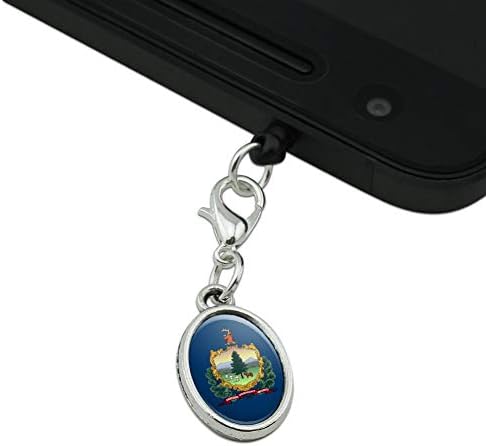 GRAFİKLER ve DAHA FAZLASI Vermont Eyalet Bayrağı Cep Telefonu Kulaklık Jakı Oval Çekicilik iPhone iPod Galaxy için uygun
